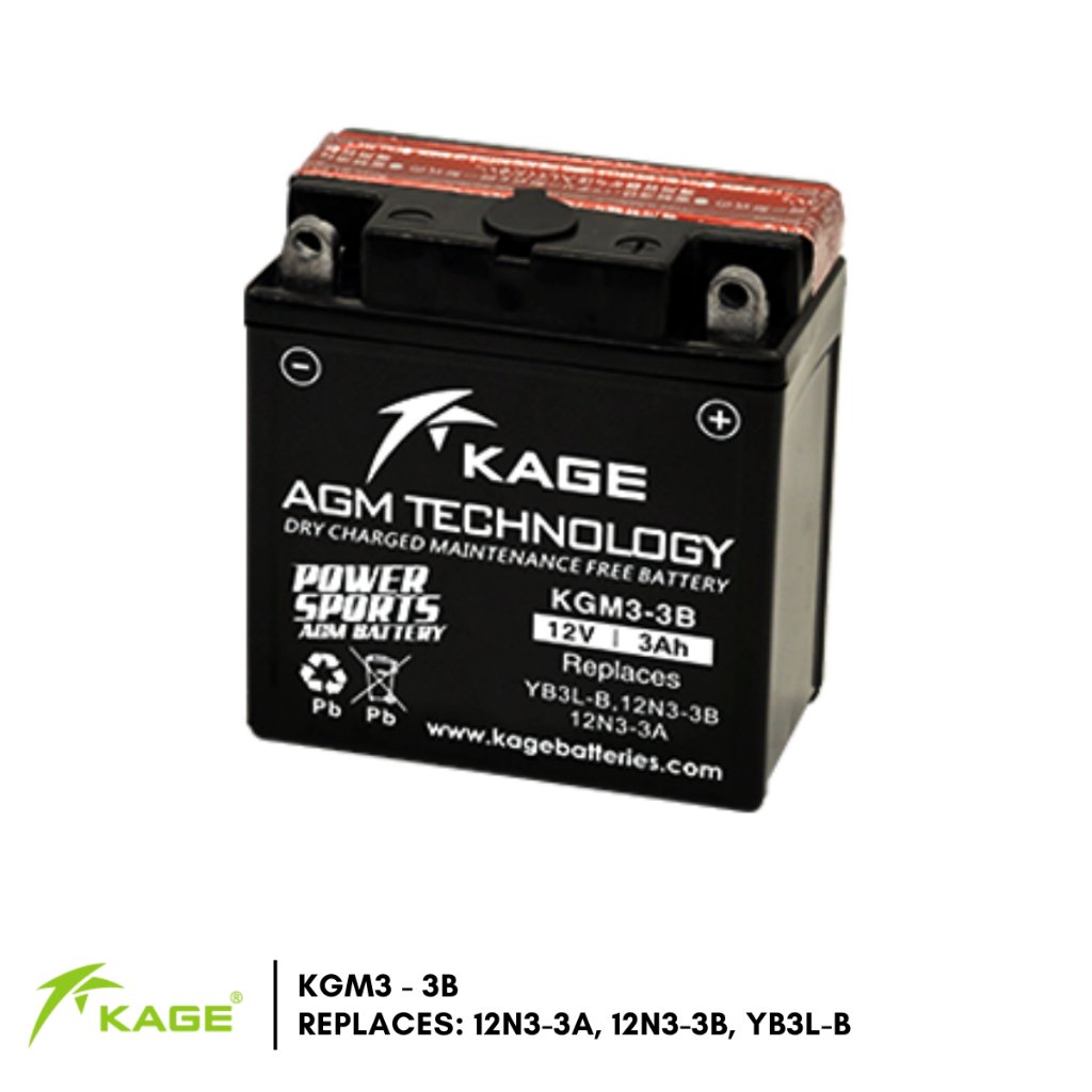 Kage Sealed KGM3-3B - Motorocycle Battery / Tmx155,125; Bc175, Kick, Leo Star, Raider 125, Stx150