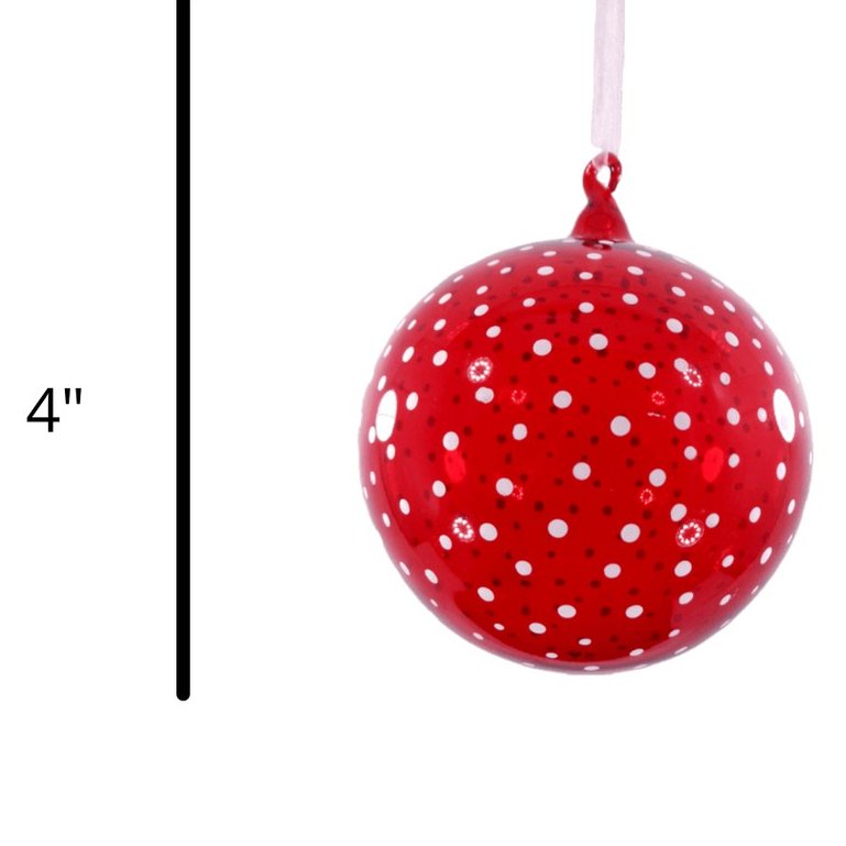 6pc Set Handpainted Polkadot Glass Christmas Ornaments Big Size Decoration - Image 2
