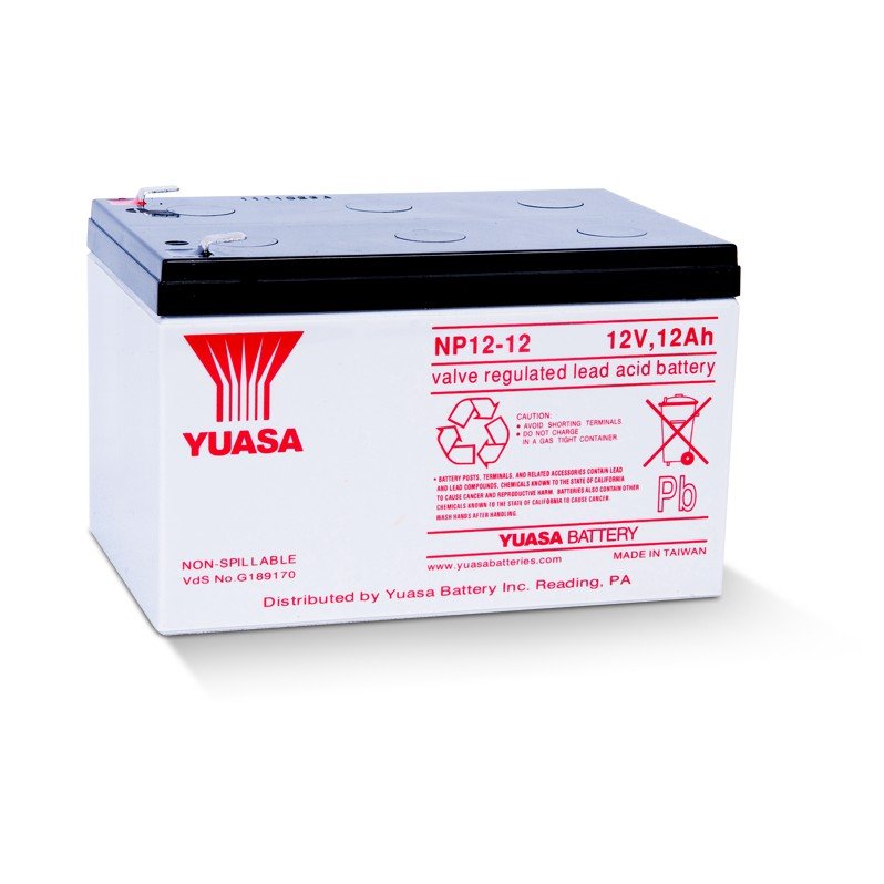 Ebike Battery 12V, 12Ah Yuasa NP12-12 General Purpose Valve Regulated Lead Acid Battery E-Bike Wheel