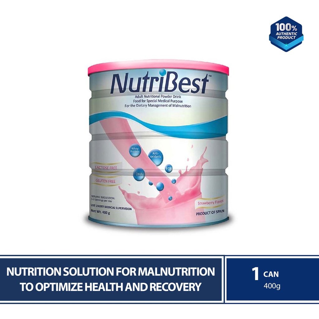 Nutribest Strawberry 400g Can (Oral Nutrition Solution For Malnutrition To Optimize Health & Recover