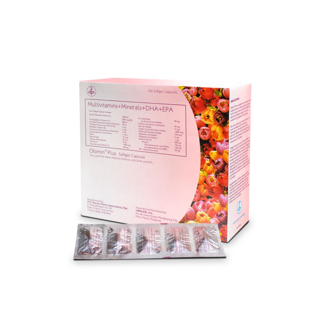 Obimin Plus 100's and 30's Prenatal Supplement Multivitamins Minerals with DHA and EPA Box - Image 2