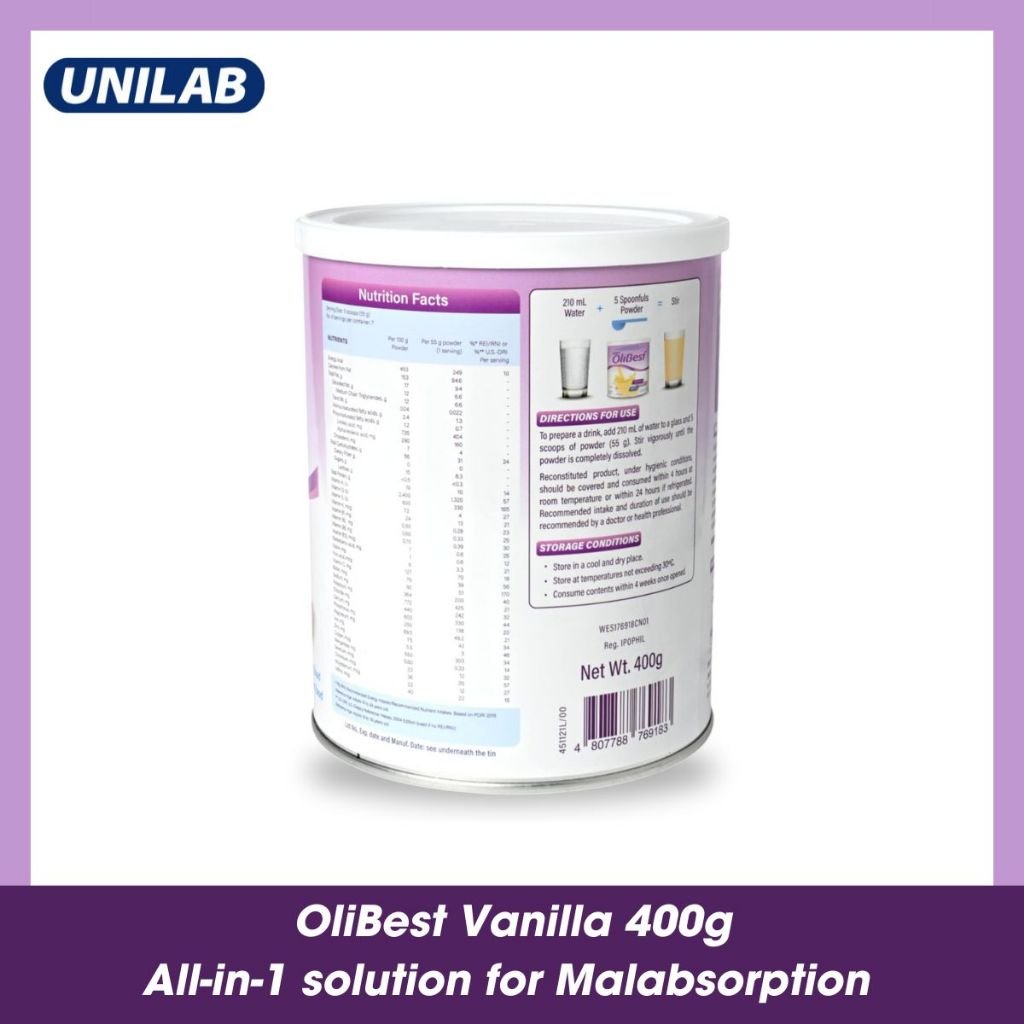 Olibest Vanilla Gluten-Free 400g Can (All-in-1 Malabsorption) - Powder - Image 2