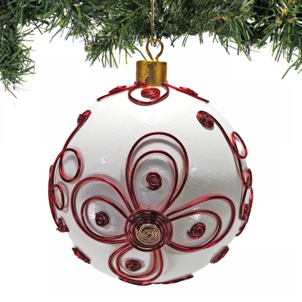 4pc Set Christmas Balls Big Size Colored Ornaments with Aluminum Wire Design - Image 2