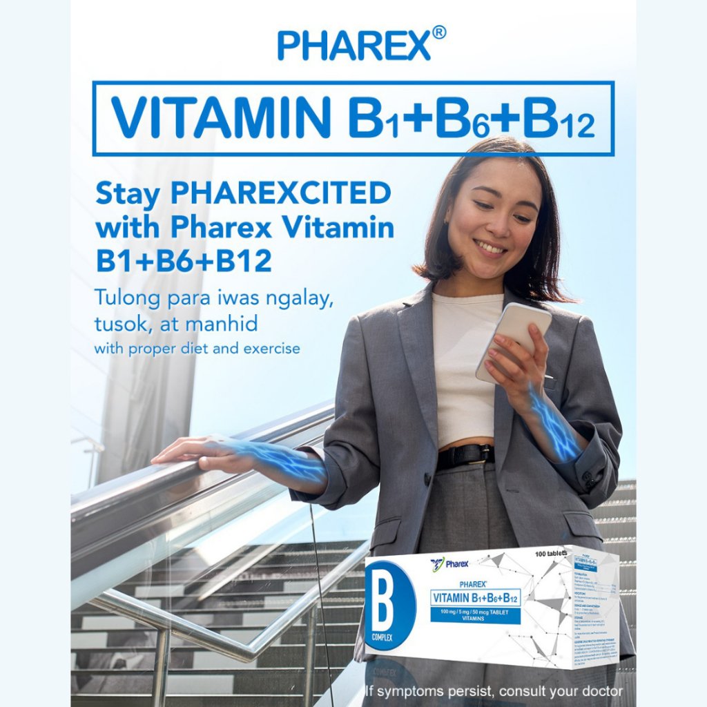 Pharex B-Complex B1+B6+B12 Vitamins for Adult 100mg/5mg/50mcg 100 Tablets (Nerve Health) - Image 8