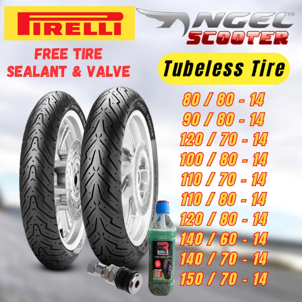 Pirelli Angel Scooter Tubeless Tires Size x14 Scooter Tire (Free Pito & Tire Sealant)