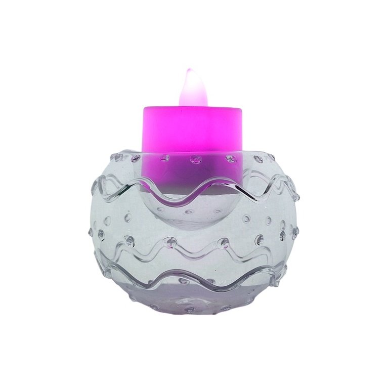 Pyrex Glass Tealight Candle Holder for Table Dotted Curves Design - Image 2