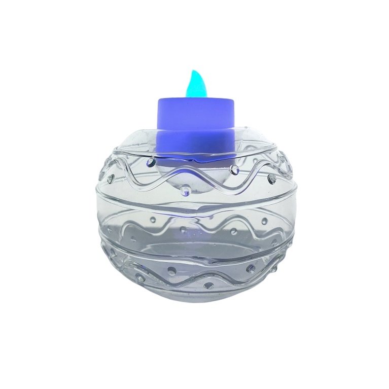 Pyrex Glass Tealight Candle Holder for Table Dotted Curves Design - Image 4