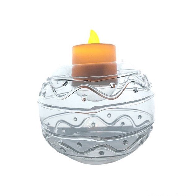 Pyrex Glass Tealight Candle Holder for Table Dotted Curves Design - Image 6