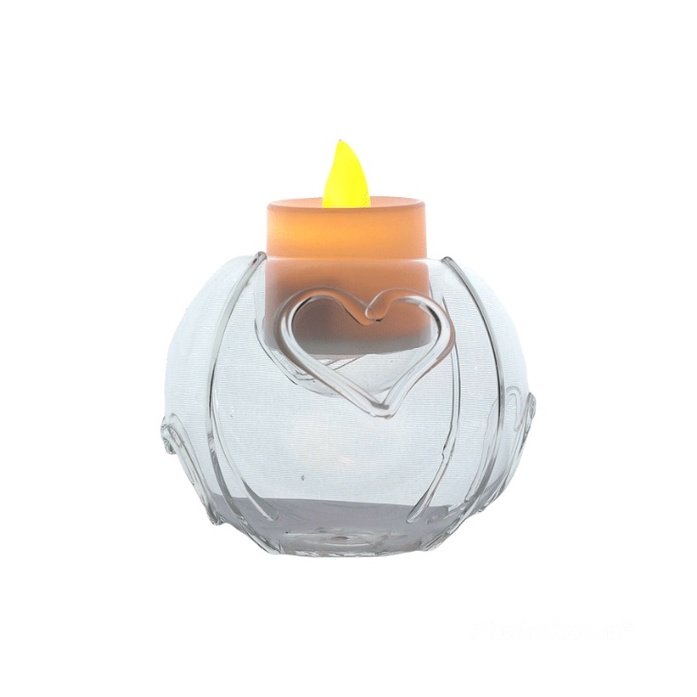 Pyrex Glass Tealight Candle Holder for Table Heart Design - Image 2