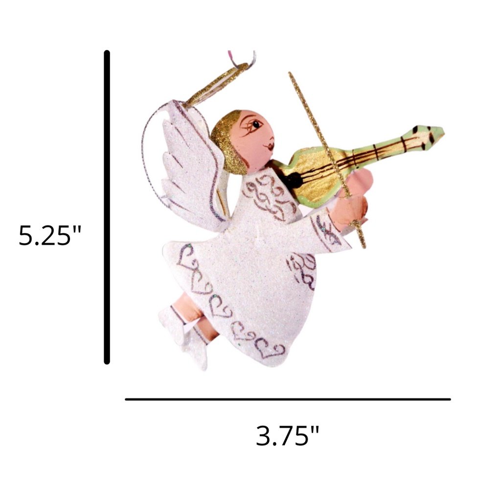 Set of 6pc Tins & Wire Angel Christmas Ornaments for Xmas Tree Ornaments Hanging Decor - Image 2