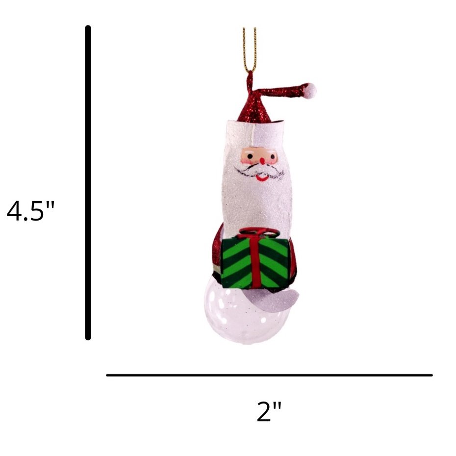 Santa Claus with Gift Christmas Ornaments Hanging 4.5" - Image 2