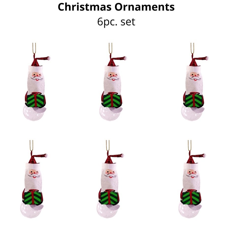 Santa Claus with Gift Christmas Ornaments Hanging 4.5" - Image 3