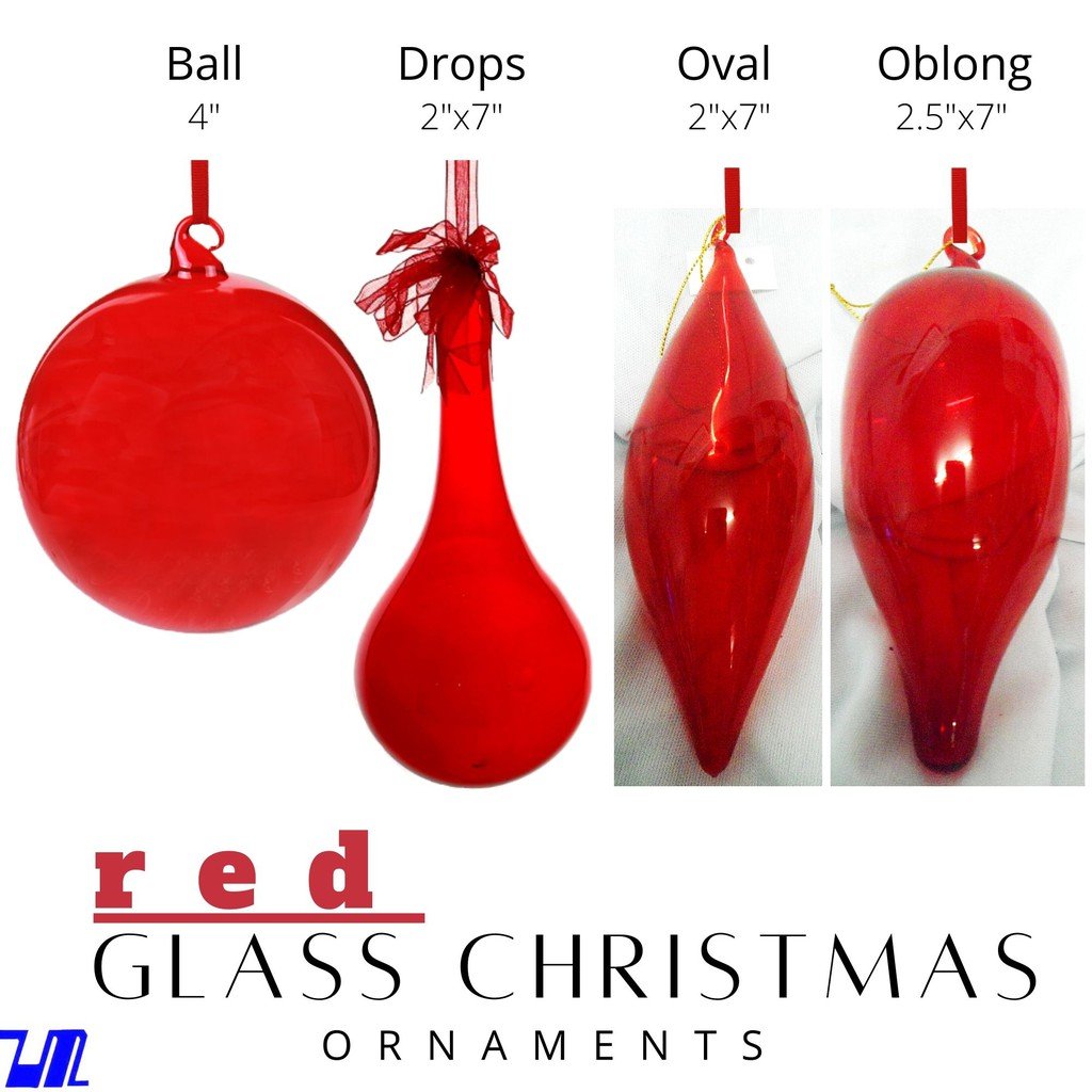 6pc Glass Christmas Balls Ornaments Xmas Decors Set Colored (Clear, Pink, Red, Gold, etc)