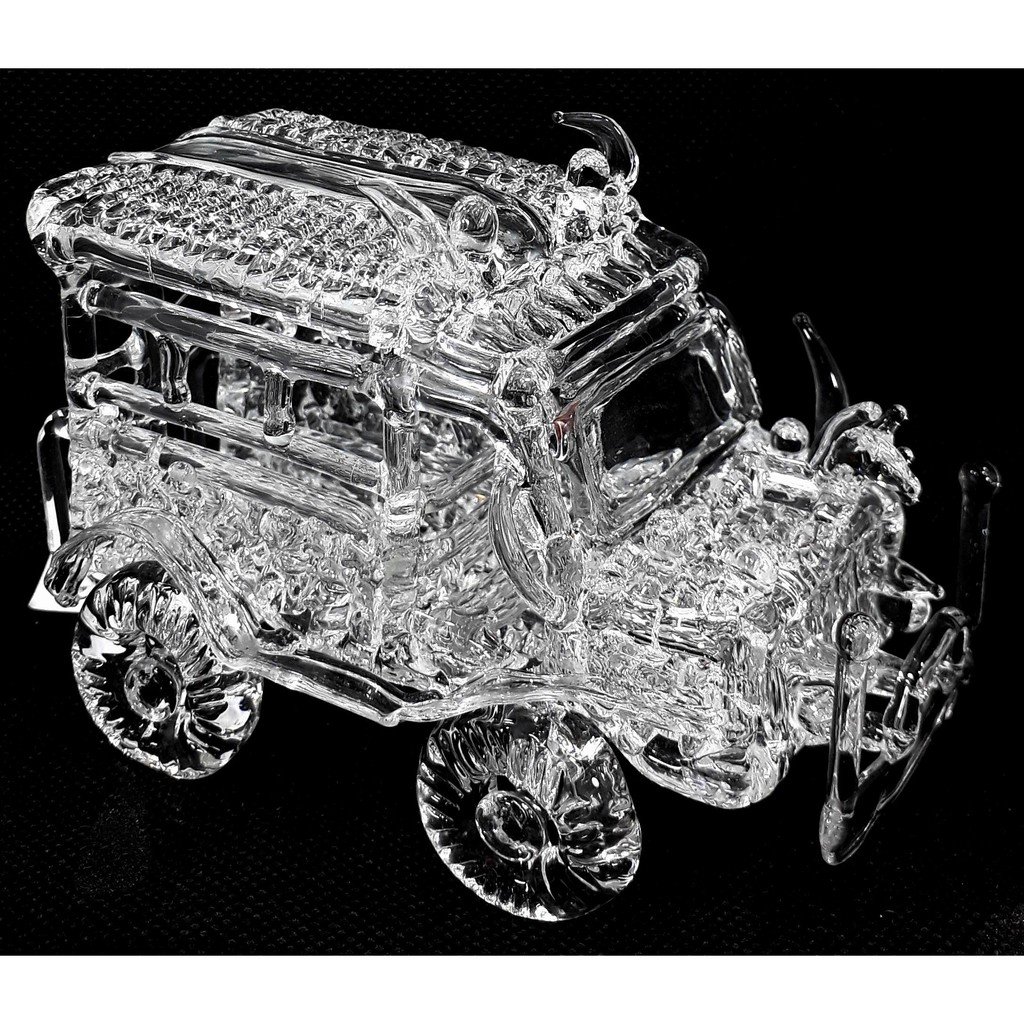 Pyrex Glass Philippine Jeepney Figurine Display Collectors Souvenir Item Home Decor
