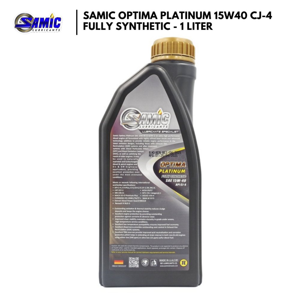 Samic Optima Platinum 15W40 CJ-4 - 5Liter / 1Liter - Fully Synthetic (Diesel Engine Oil) - Image 6