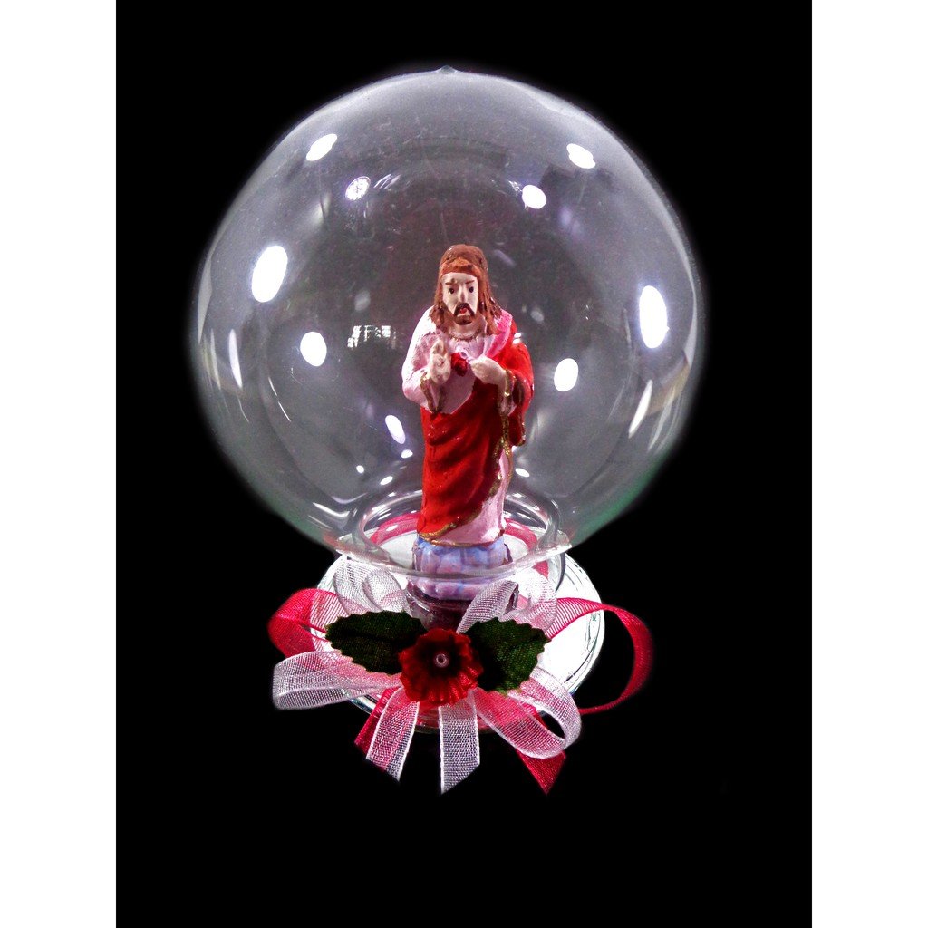 JESUS IN CLEAR GLASS BALL- {Jesus Christ} Catholic Decor for Home Altar Table