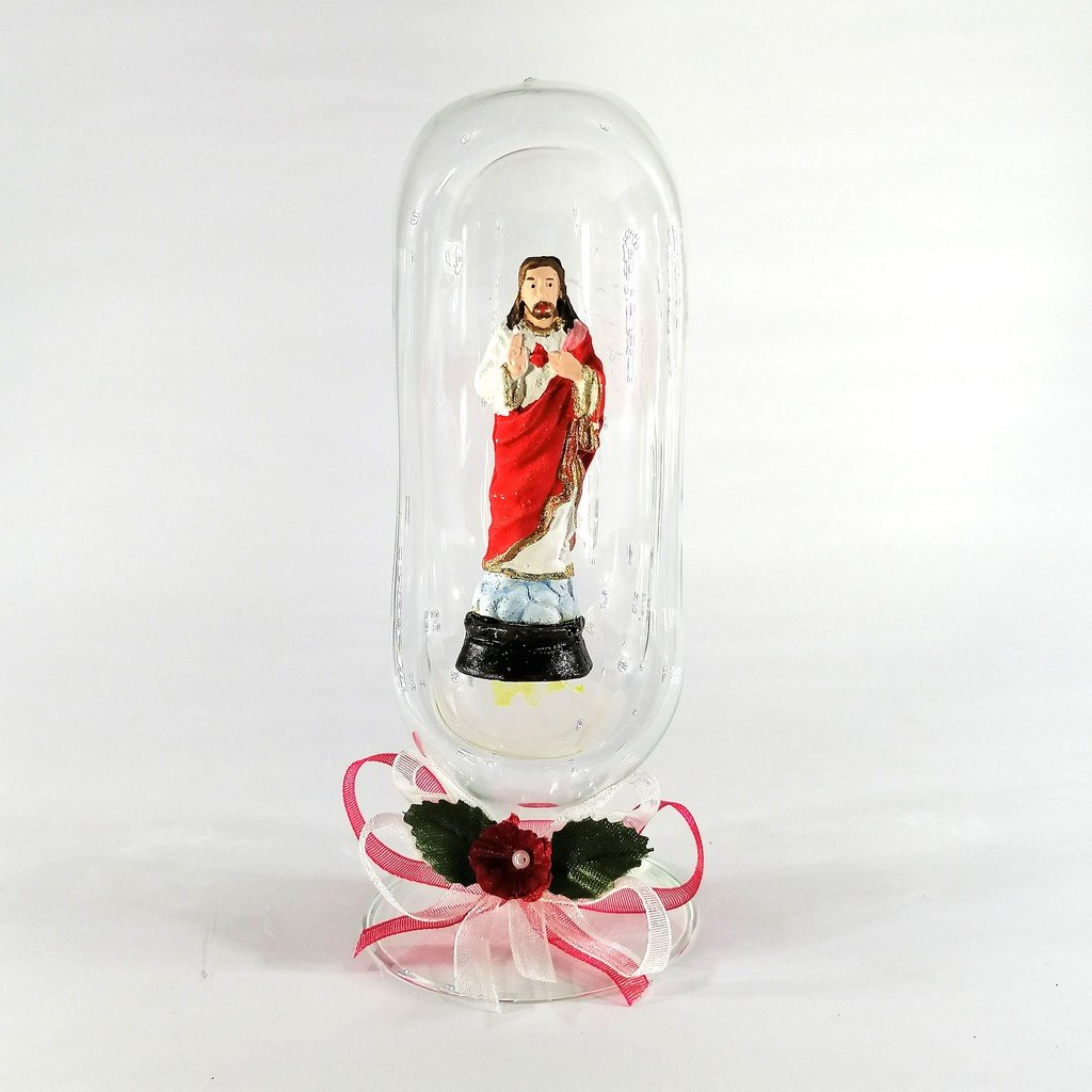 Saint Statue Religious Figurines Home Decor Accents in Glass Ball 4"