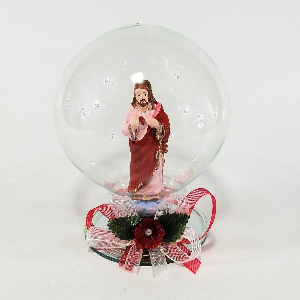 Sacred Heart of Jesus Religious Statue Religious Figurines Home Decor Accents in Glass Ball 4"