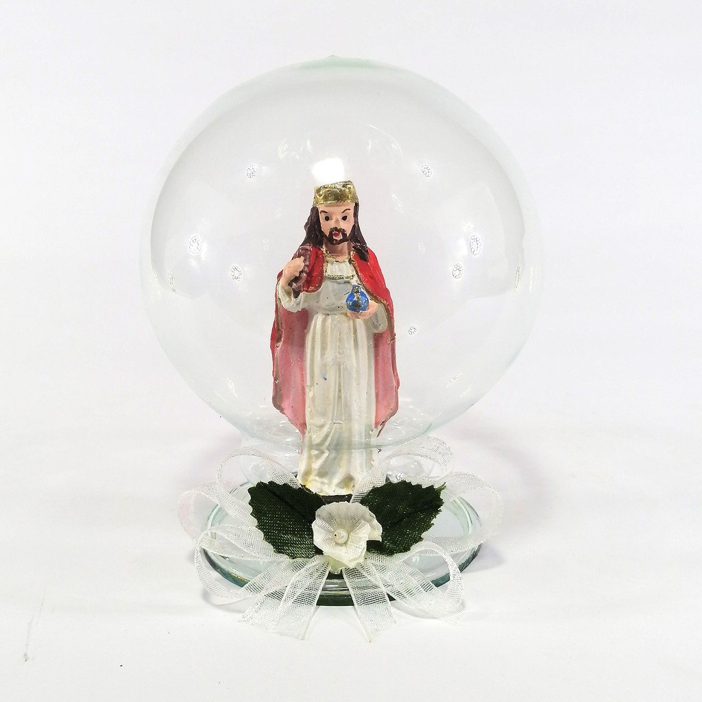 Sacred Heart of Jesus Statue Religious Figurines Home Decor Accents in Glass Ball 4"