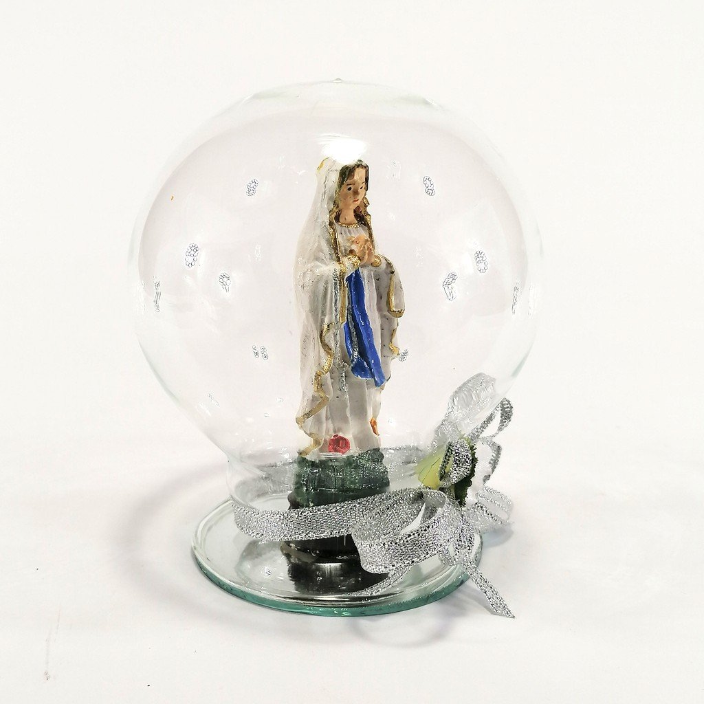 Blessed Virgin Mary Religious Figurines Home Decor Accents in Glass Ball 4"