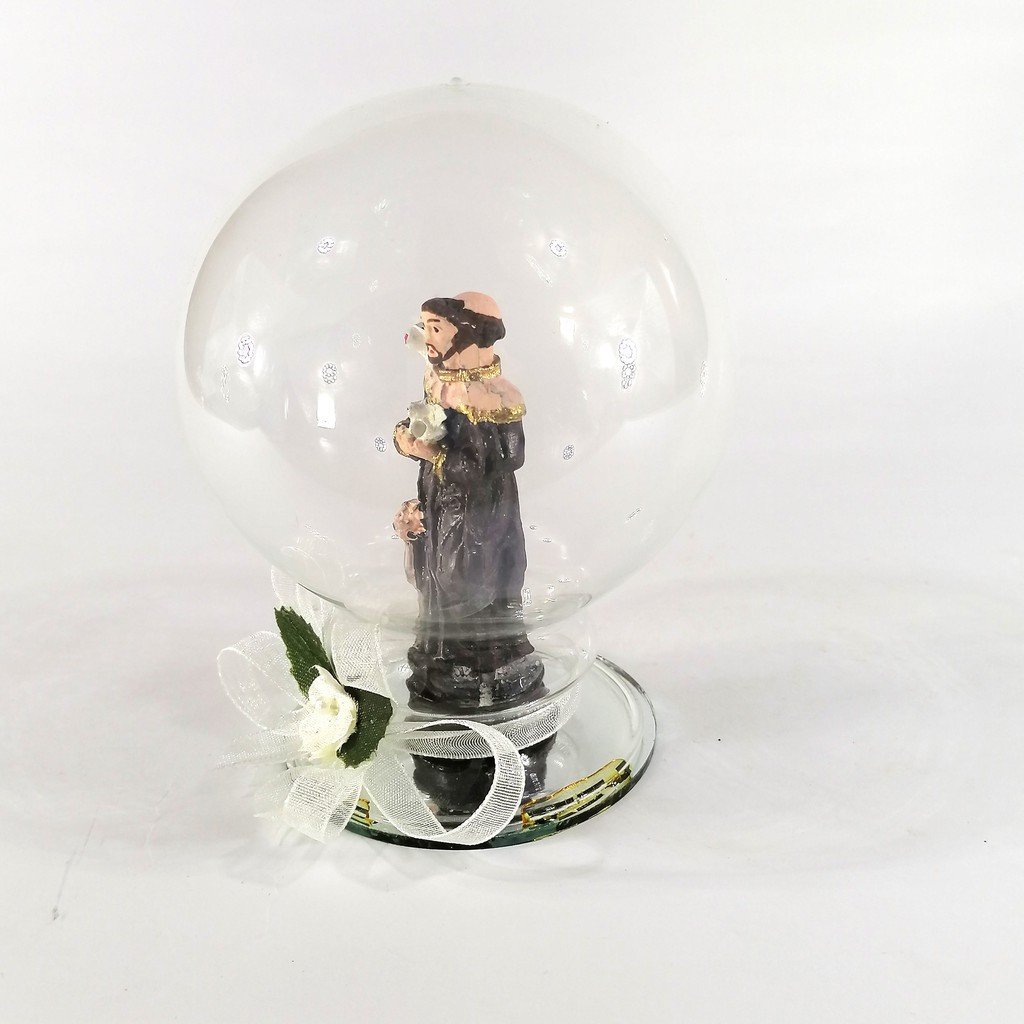 Saint Anthony De Padua Religious Figurines Home Decor Accents in Glass Ball 4" - Image 4