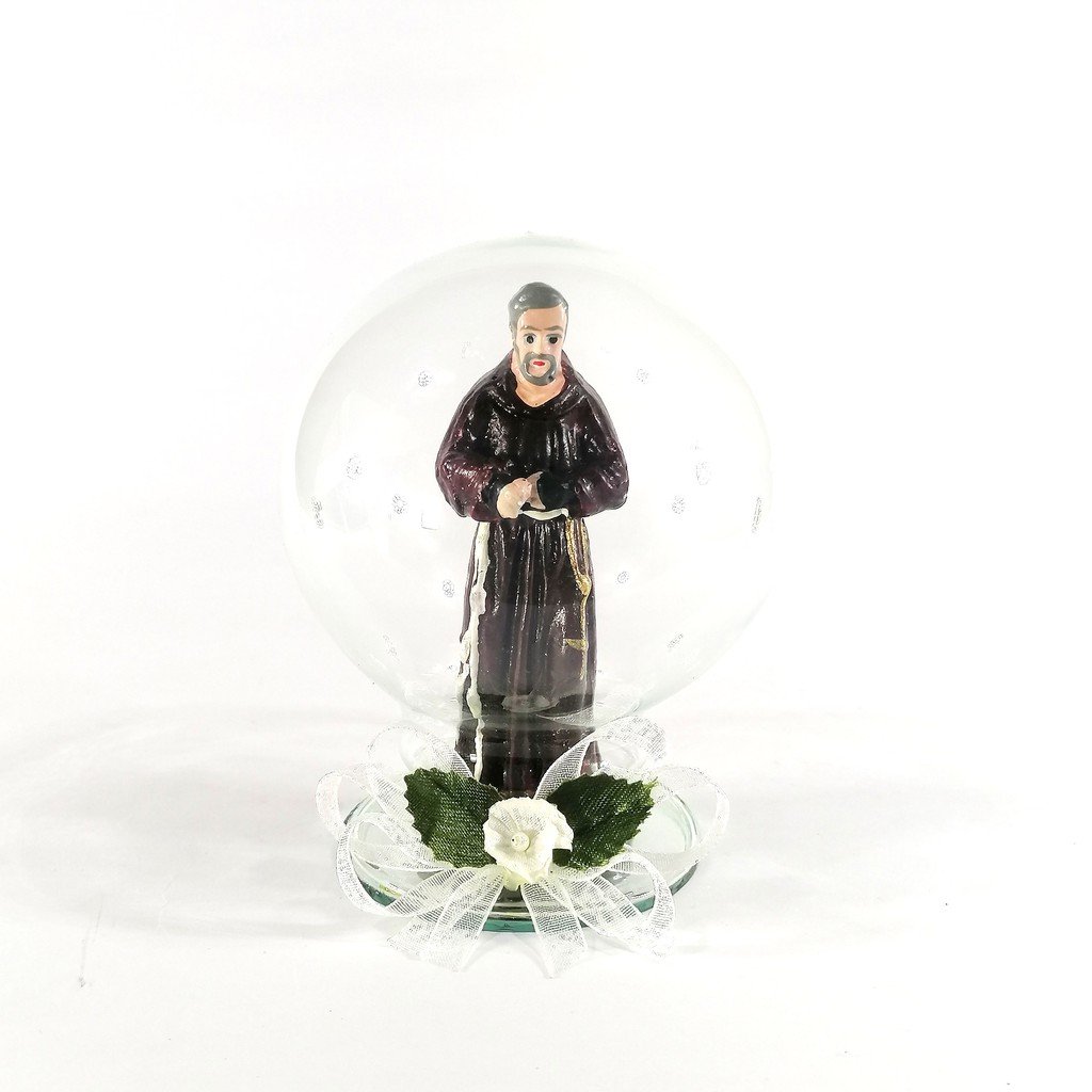 Padre Pio Religious Figurines Home Decor Display in Glass Ball 4" - Image 2