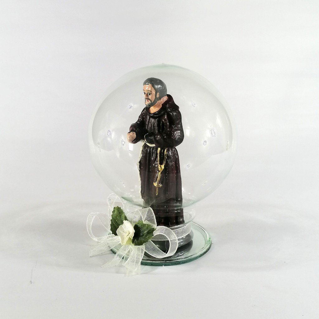 Padre Pio Religious Figurines Home Decor Display in Glass Ball 4" - Image 3