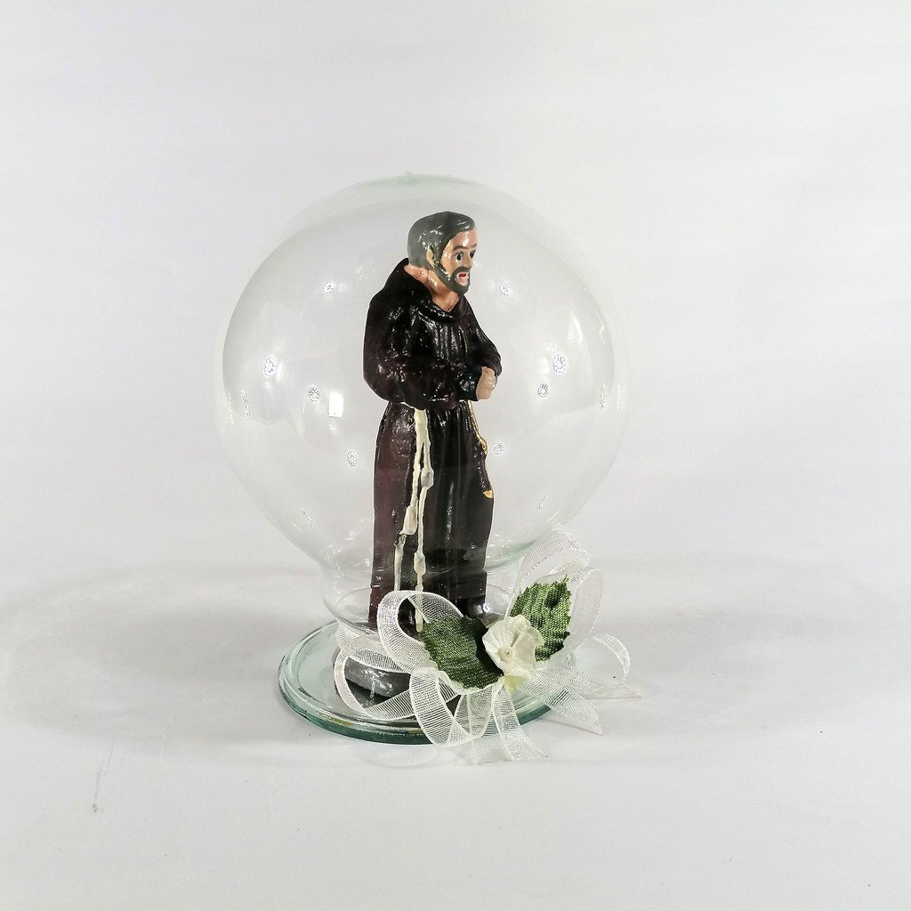 Padre Pio Religious Figurines Home Decor Display in Glass Ball 4" - Image 4