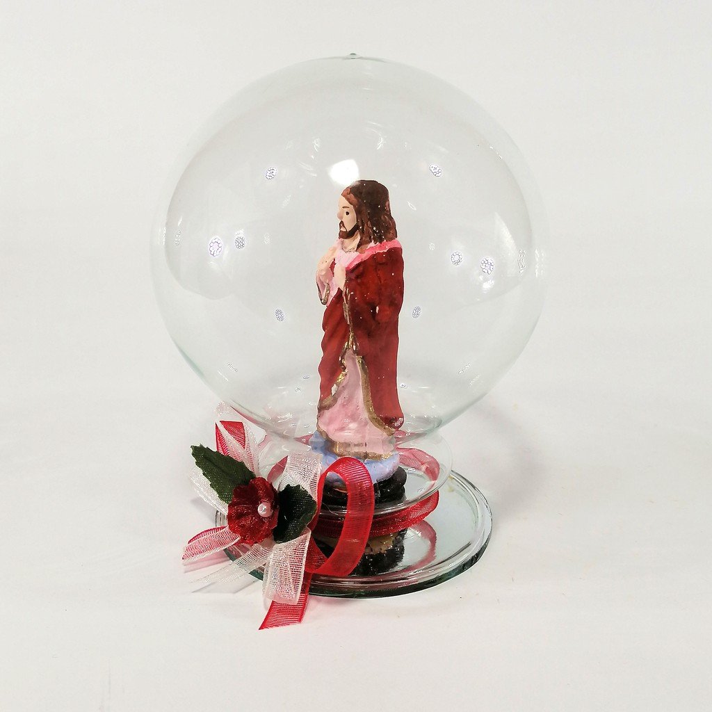 Saint Statue Religious Figurines Home Decor Accents in Glass Ball 4" - Image 4