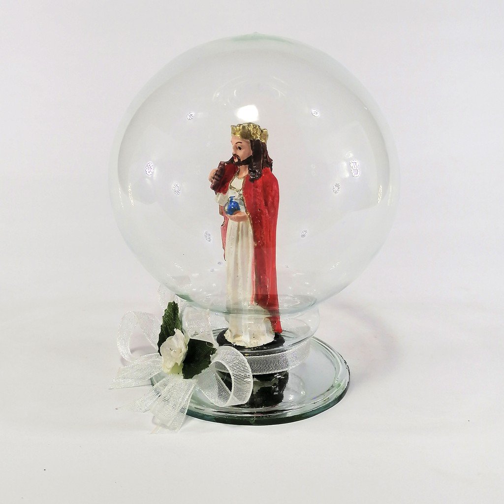 Saint Statue Religious Figurines Home Decor Accents in Glass Ball 4" - Image 5