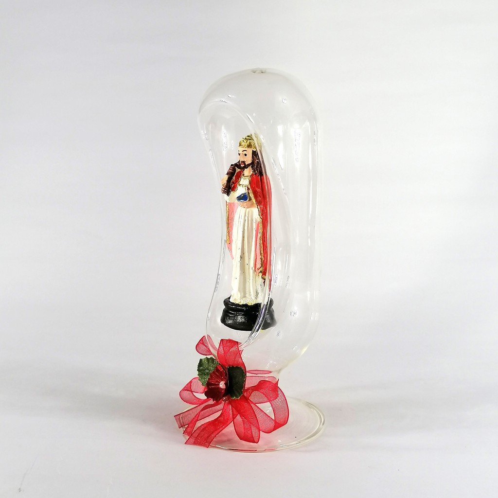Jesus Christ Statue Religious Figurines Home Decor Accents in Glass Dome Clear 7" - Image 3