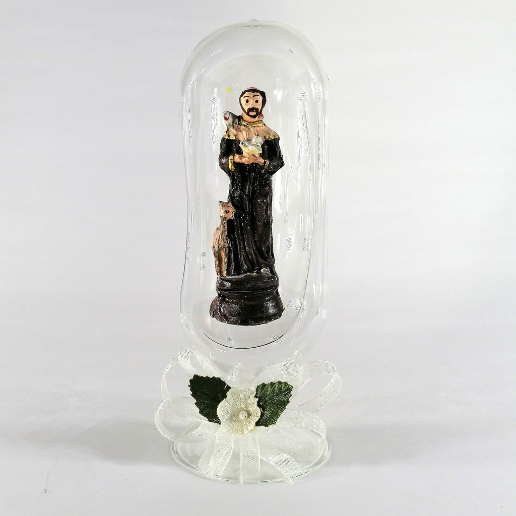 Saint Anthony De Padua Religious Figurines Home Decor Accents in Glass Dome 7" - Image 2