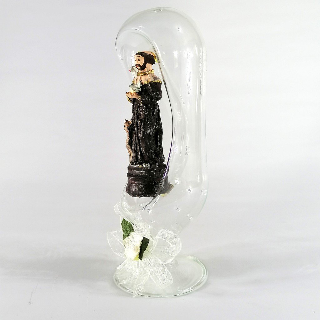 Saint Anthony De Padua Religious Figurines Home Decor Accents in Glass Dome 7" - Image 4