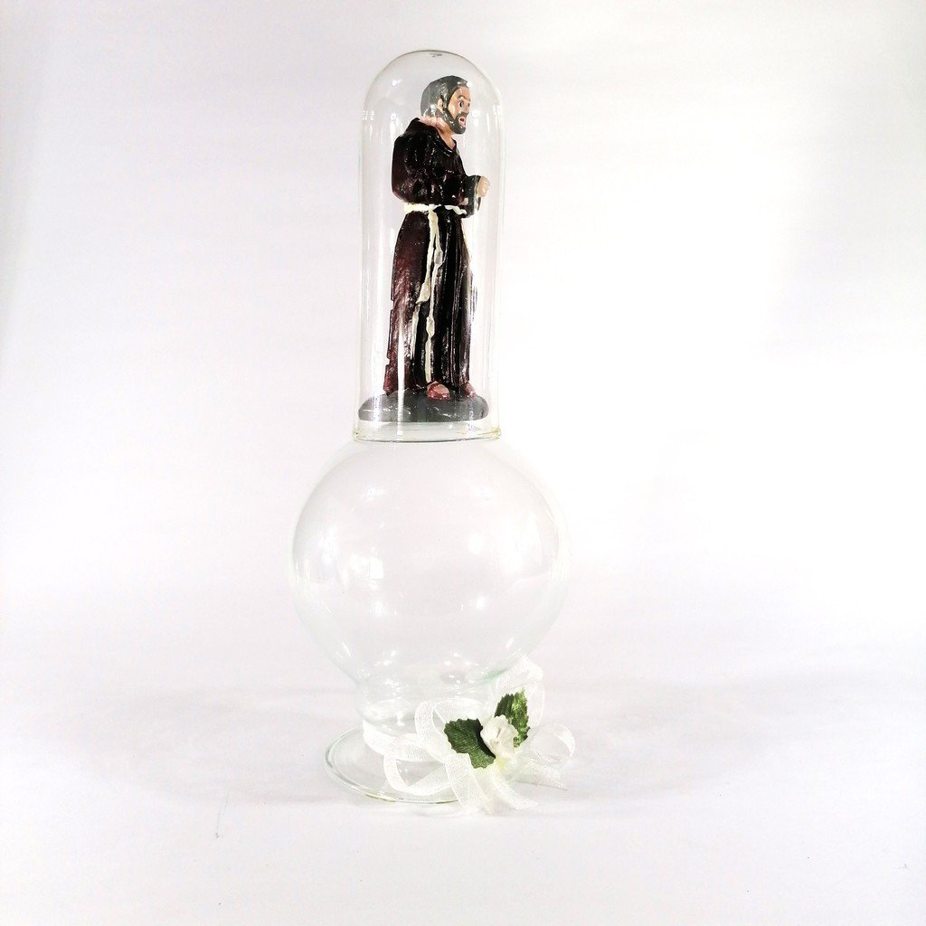 Padre Pio Religious Figurines Home Decor Display in Glass Dome 7" - Image 3