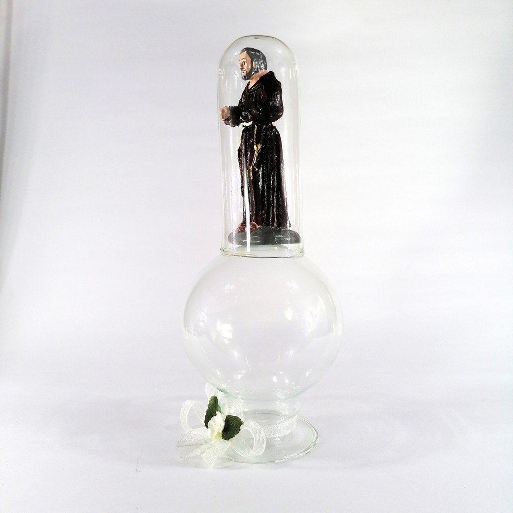 Padre Pio Religious Figurines Home Decor Display in Glass Dome 7" - Image 4