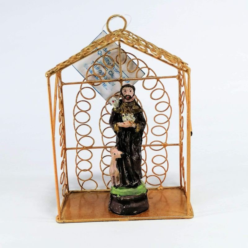 Saint Anthony De Padua Religious Figurines Home Decor Accents in Tin House Gold - Image 2