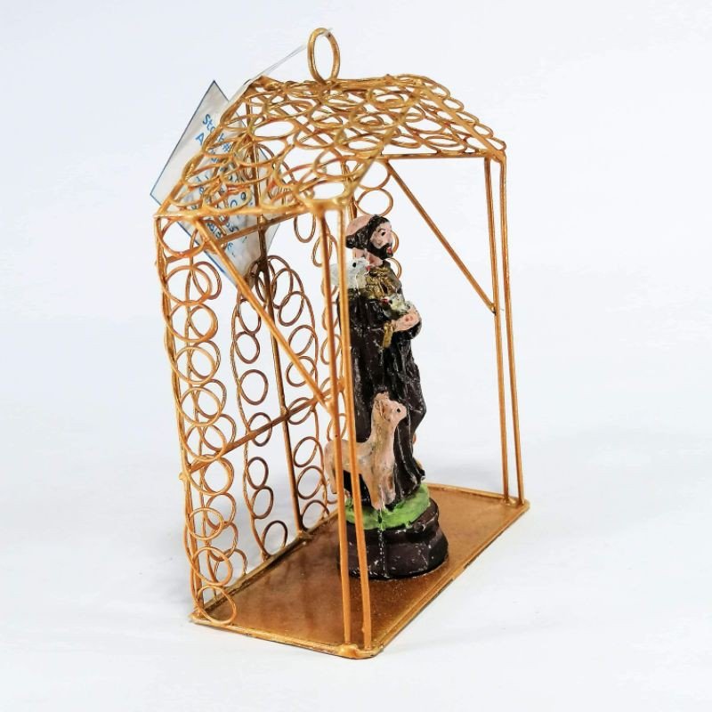 Saint Anthony De Padua Religious Figurines Home Decor Accents in Tin House Gold - Image 3
