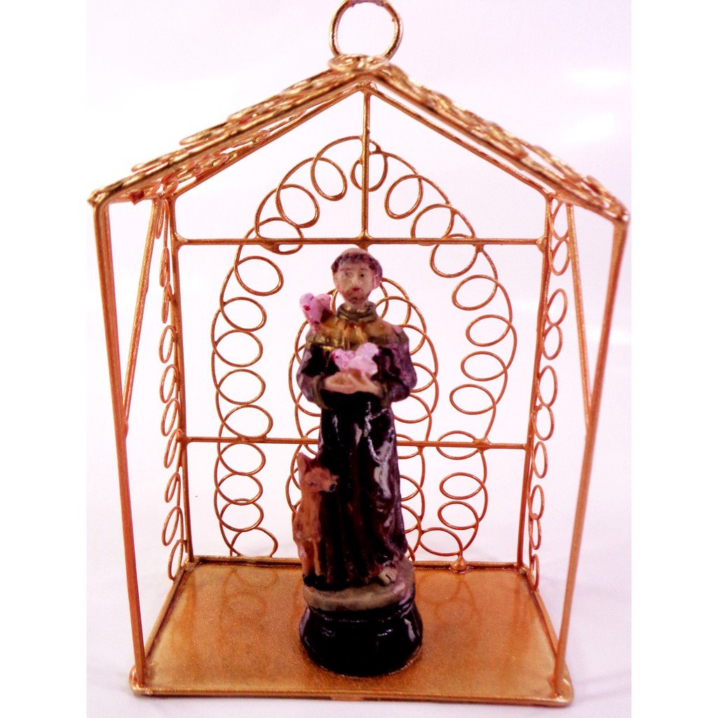 Saint Anthony De Padua Religious Figurines Home Decor Accents in Tin House Gold