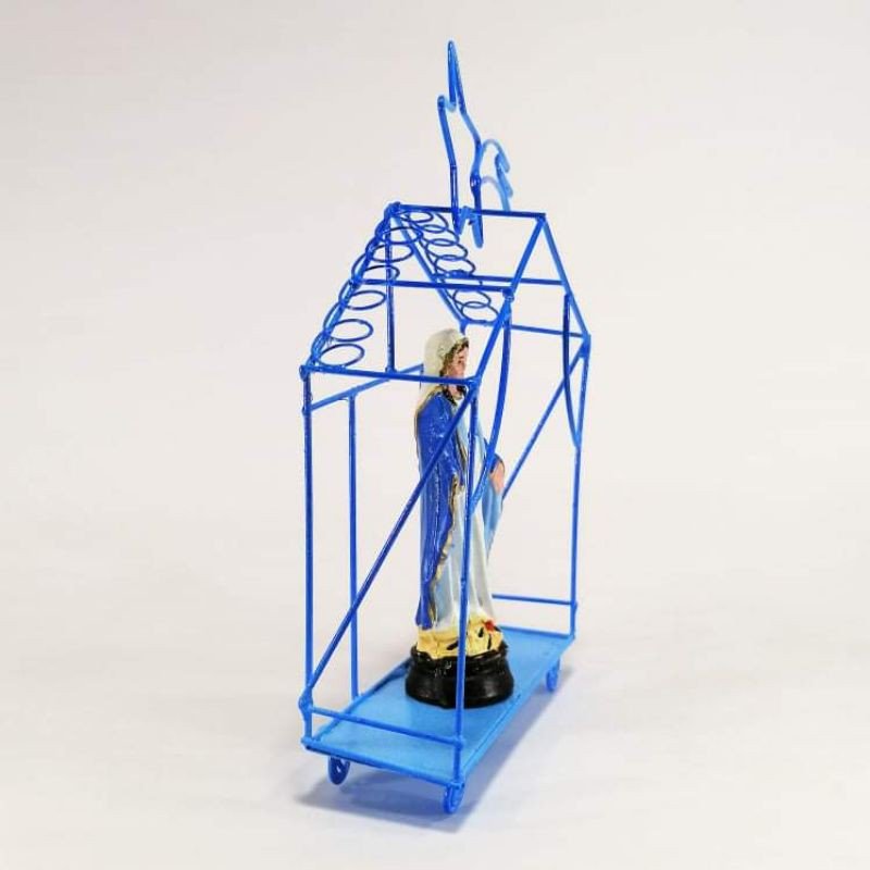 Mama Mary Statue Religious Figurines Home Decor Accents in Tin House Blue - Image 4