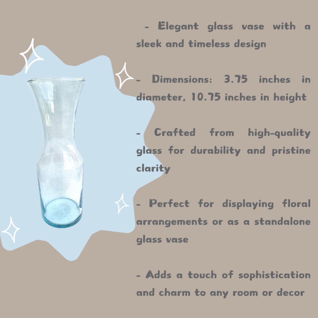 Safety Glass Vase 3.75x 10.75 Inches