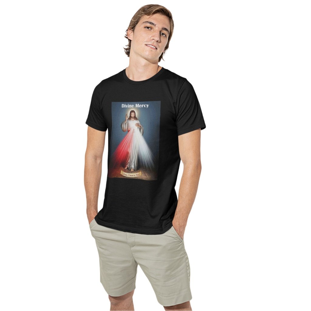 Jesus Tshirt Divine Mercy Fruit of the Loom T-Shirt Round Neck 100% Cotton - Image 2