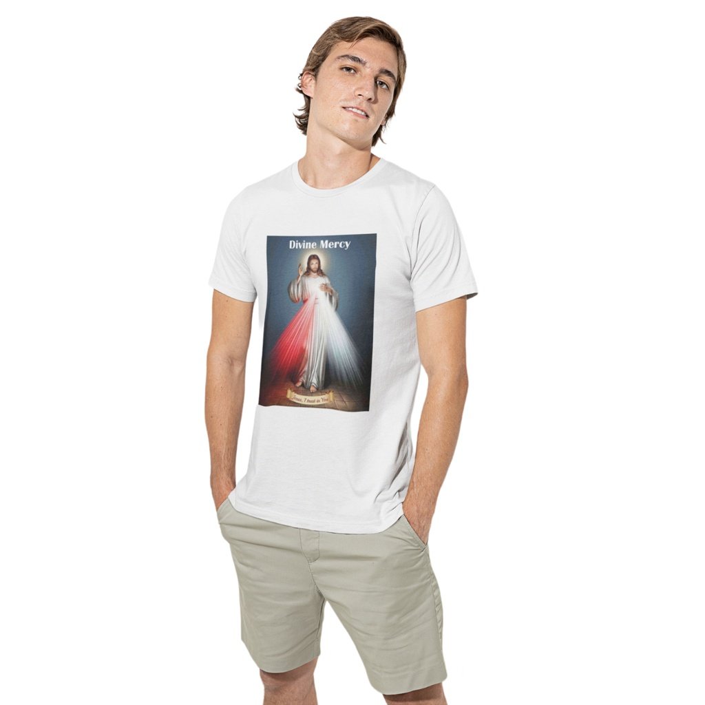 Jesus Tshirt Divine Mercy Fruit of the Loom T-Shirt Round Neck 100% Cotton - Image 3