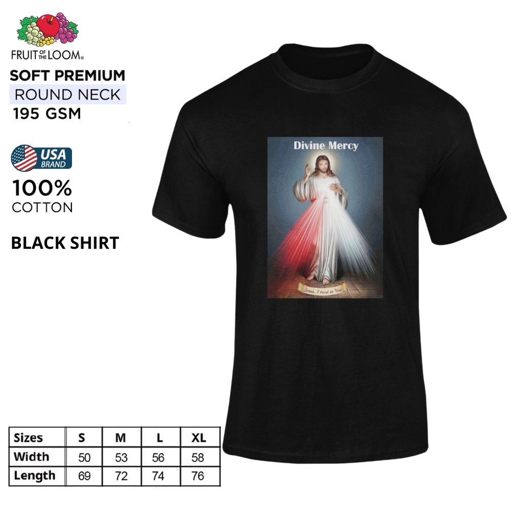 Jesus Tshirt Divine Mercy Fruit of the Loom T-Shirt Round Neck 100% Cotton - Image 5