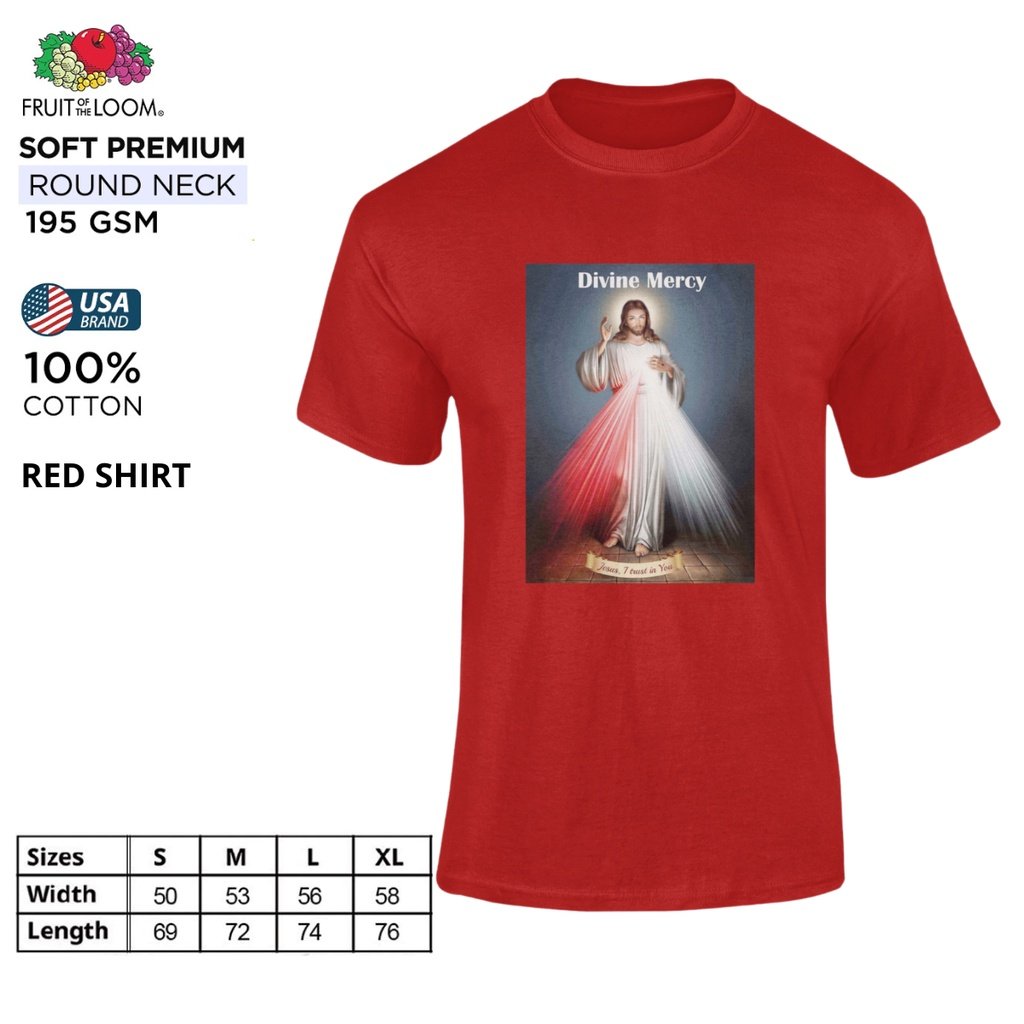 Jesus Tshirt Divine Mercy Fruit of the Loom T-Shirt Round Neck 100% Cotton - Image 7
