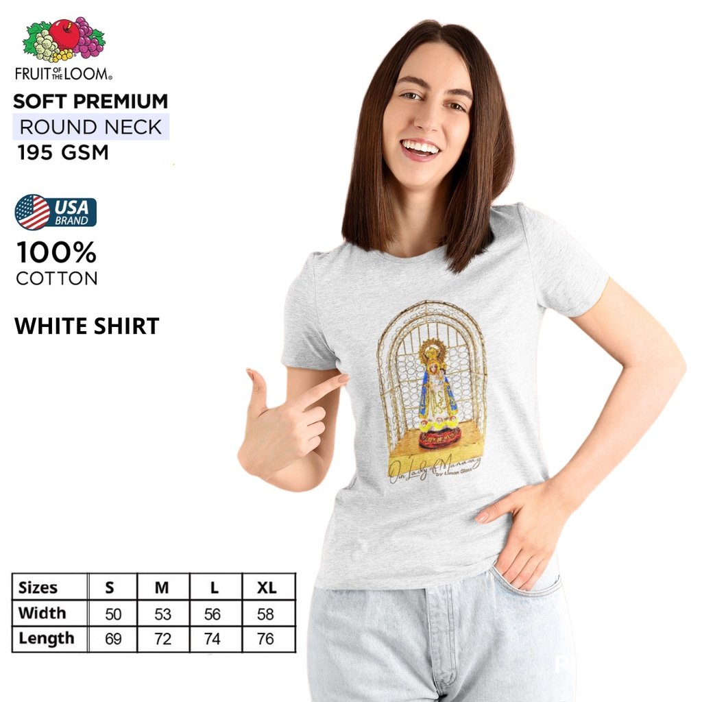Our Lady of Manaoag Fruit of the Loom T-Shirt Round Neck 100% Cotton - Image 4