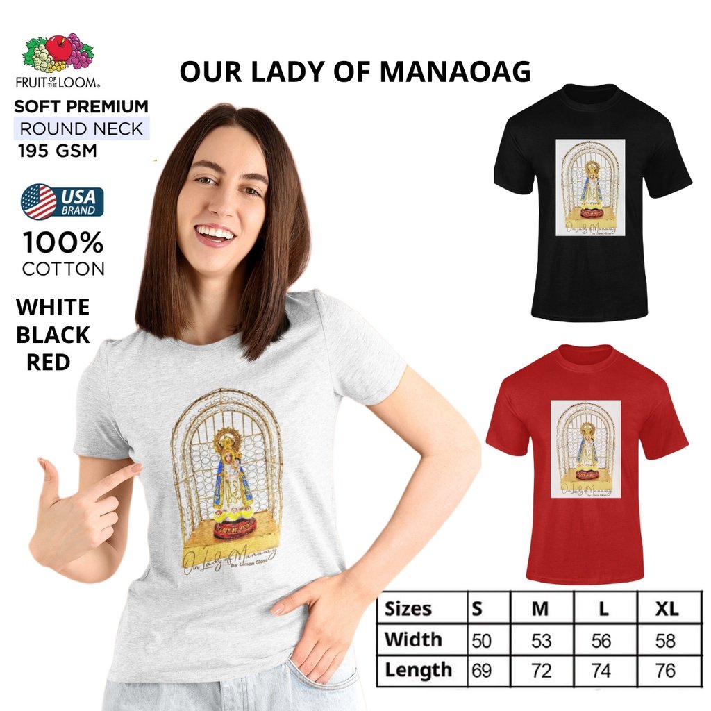 Our Lady of Manaoag Fruit of the Loom T-Shirt Round Neck 100% Cotton