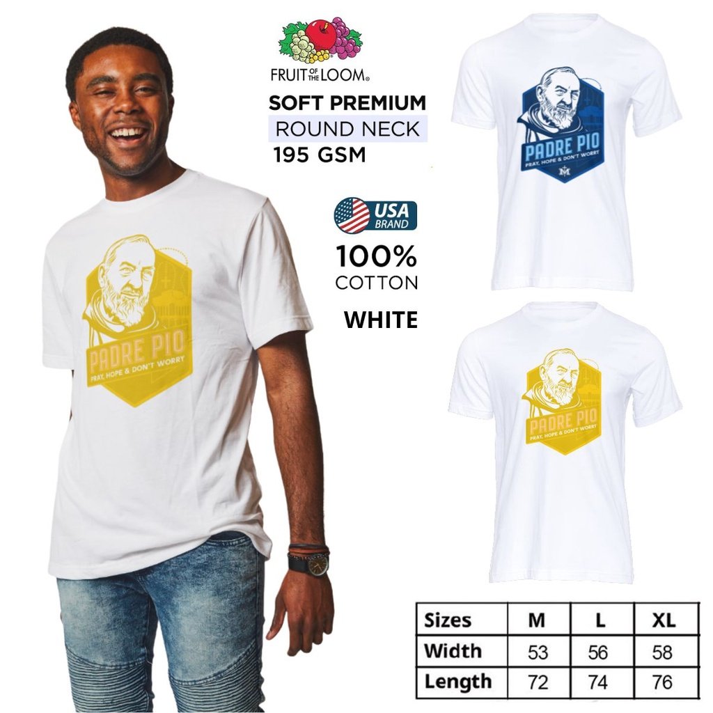 Padre Pio Fruit of the Loom T-Shirt Short Sleeves Round Neck 100% Cotton - Image 2