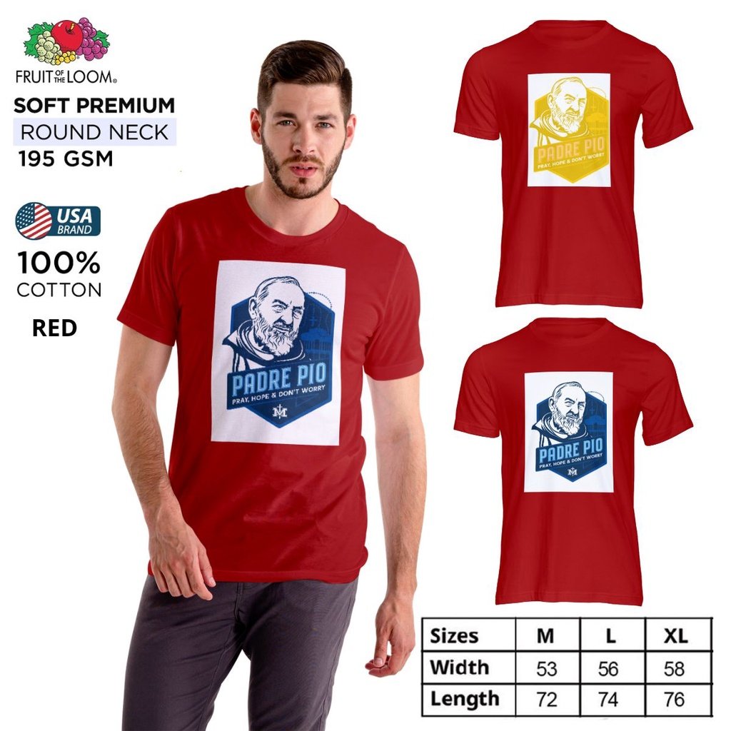 Padre Pio Fruit of the Loom T-Shirt Short Sleeves Round Neck 100% Cotton - Image 4