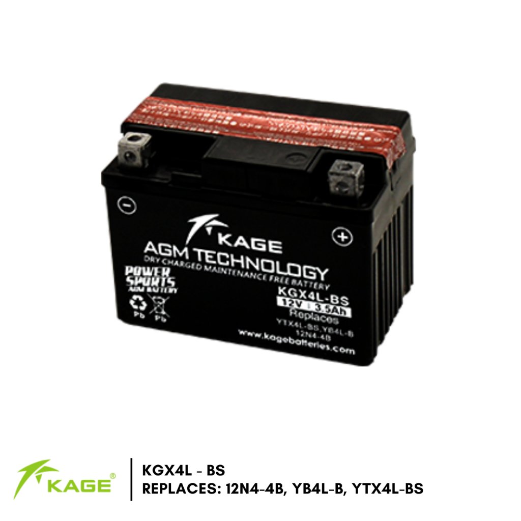 Kage Sealed KGX4L-BS - Motorocycle Battery / Beat, Wave125, Fury, Skydrive, Rider, Smash115, Mio So