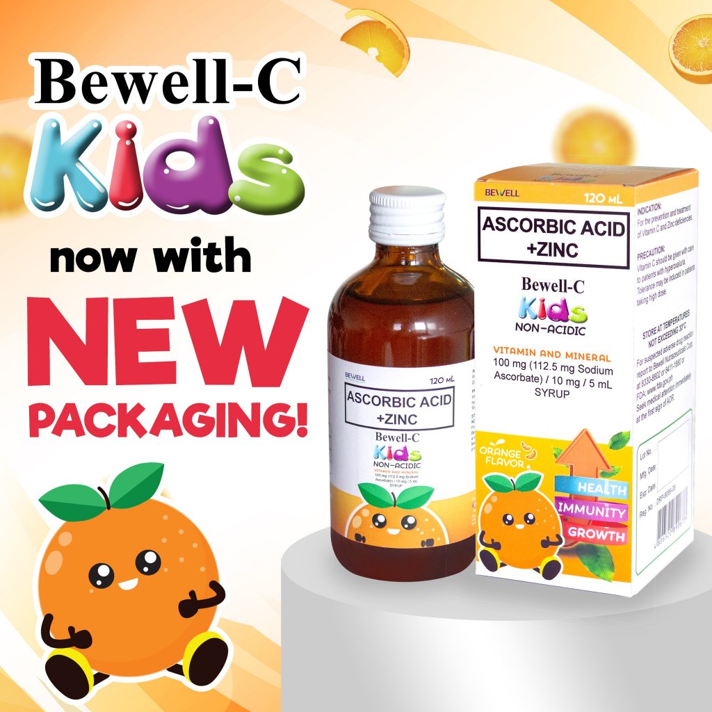 Bewell C Vitamins for Kids Non Acidic Vitamin C with Zinc Orange Flavor Syrup 120ml Bottle - Image 2